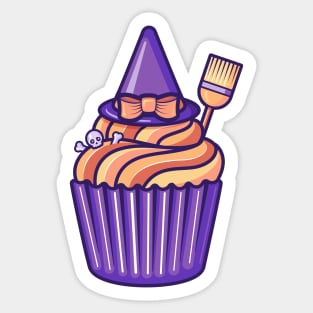 Witchy cupcake on light bg Sticker
